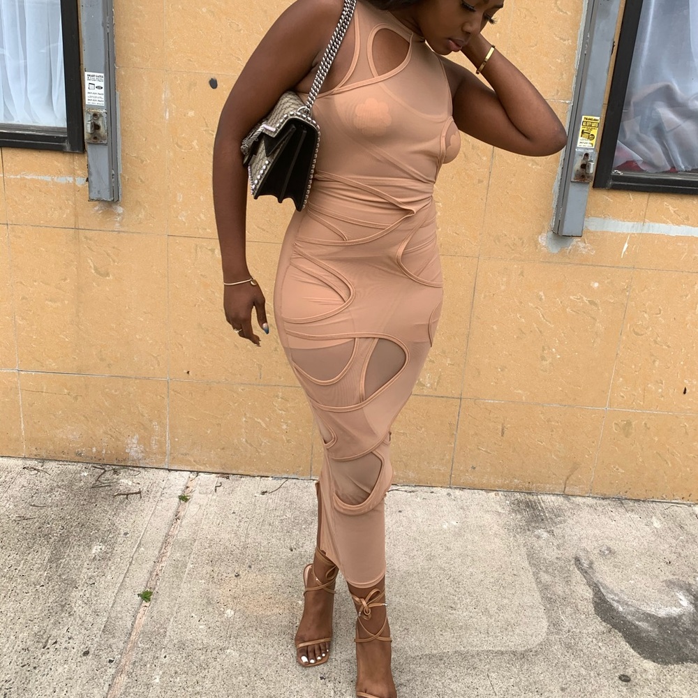 Nude Mesh Midi